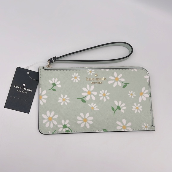 kate spade Handbags - Kate Spade Lucy Day Tripper Daisy Medium L-Zip Wristlet Green White